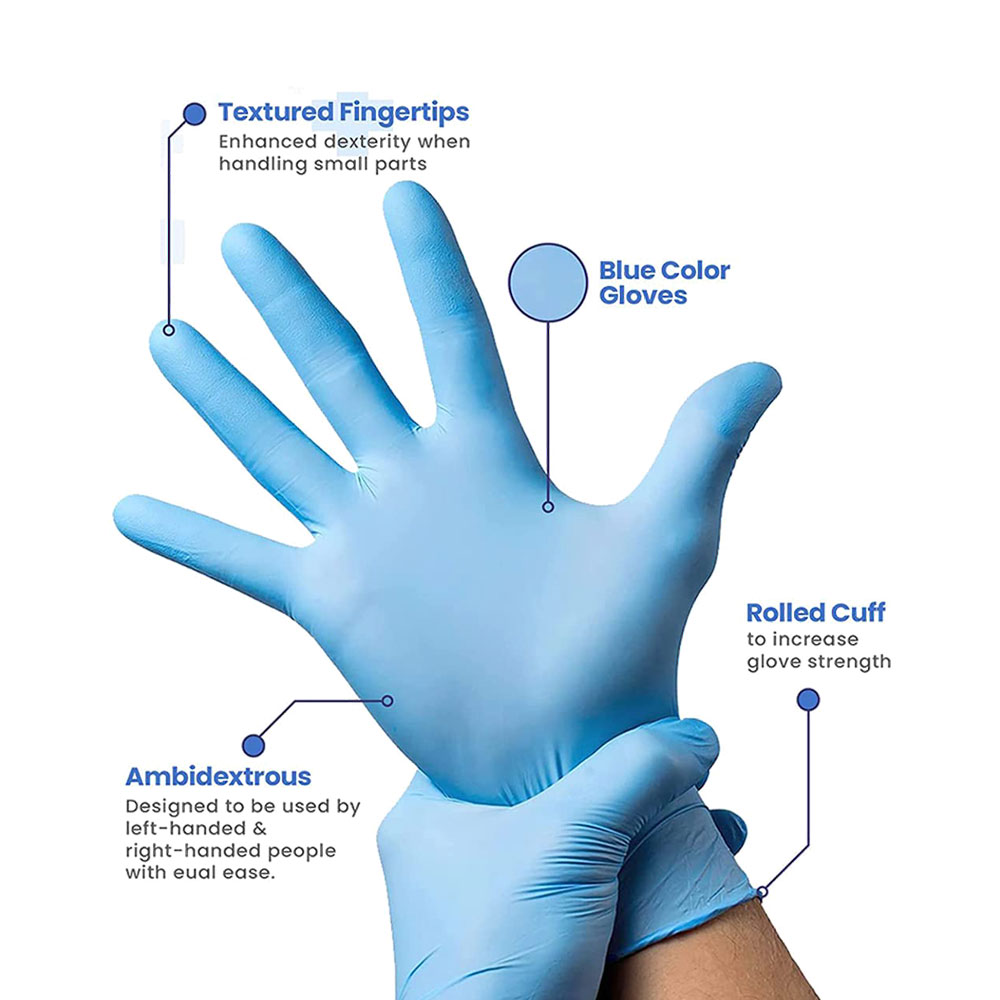 Blue Disposable Nitrile Examination Gloves - Image 4
